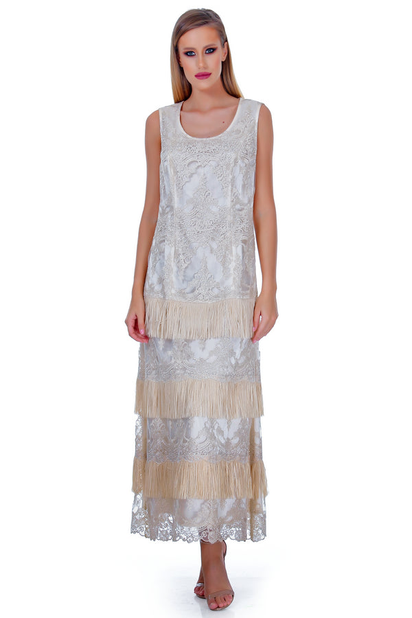 Rochie dantela si franjuri A-42